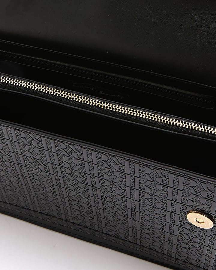Black Patent RR Panelled Shoulder Bag