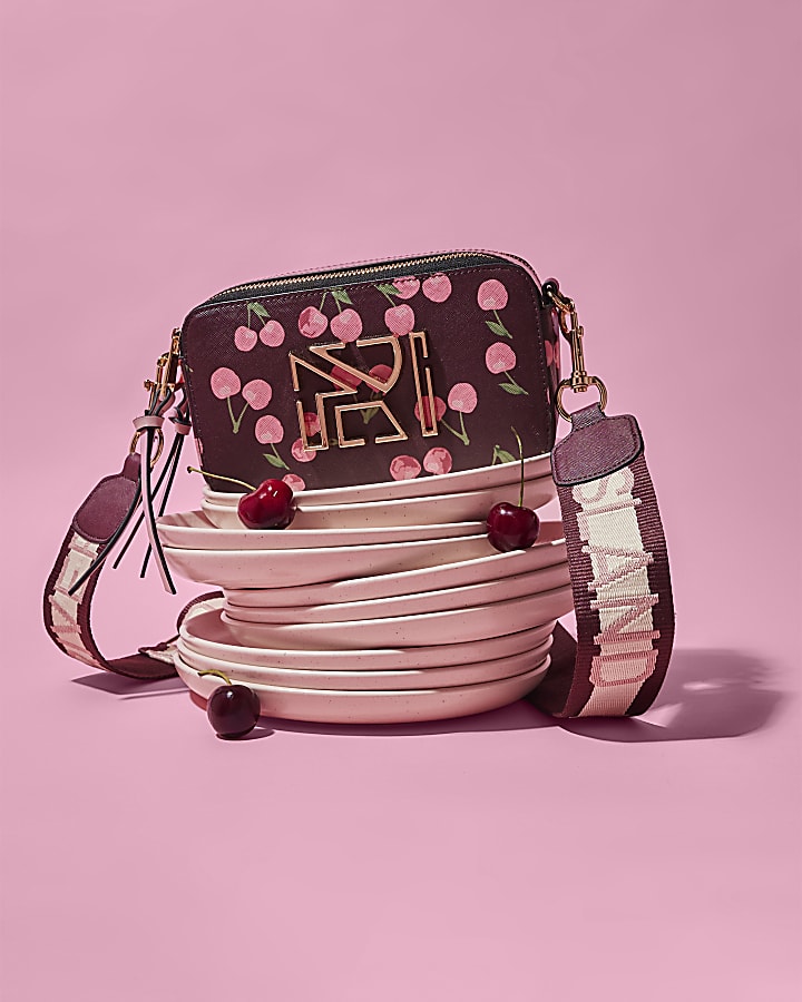 Red Cherry Print Cross Body Bag