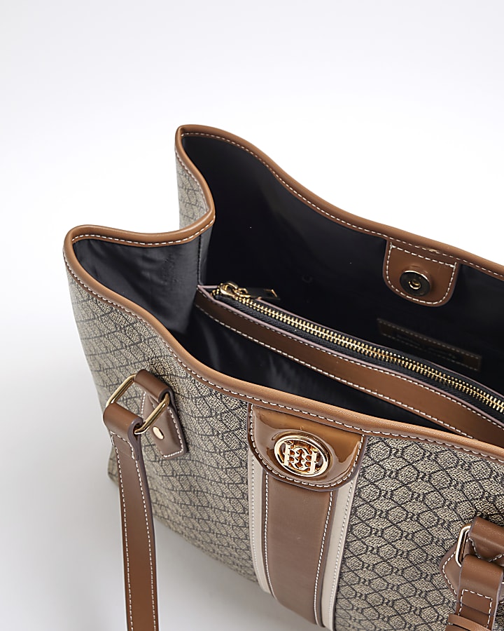 Brown RI Monogram Tote And Purse Bag Bundle
