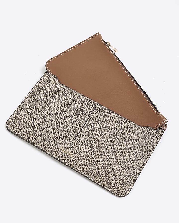 Beige RI Monogram Travel Wallet