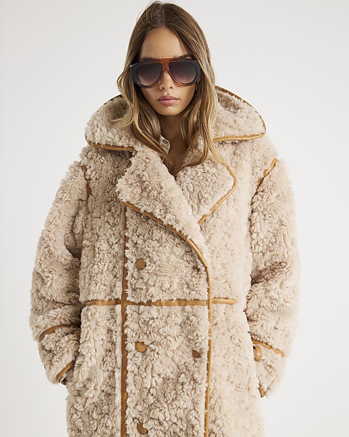Cream Faux Shearling Coat