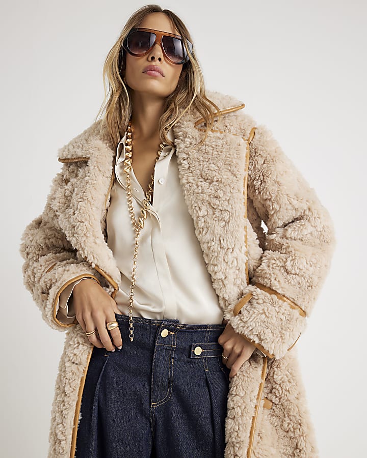 Cream Faux Shearling Coat
