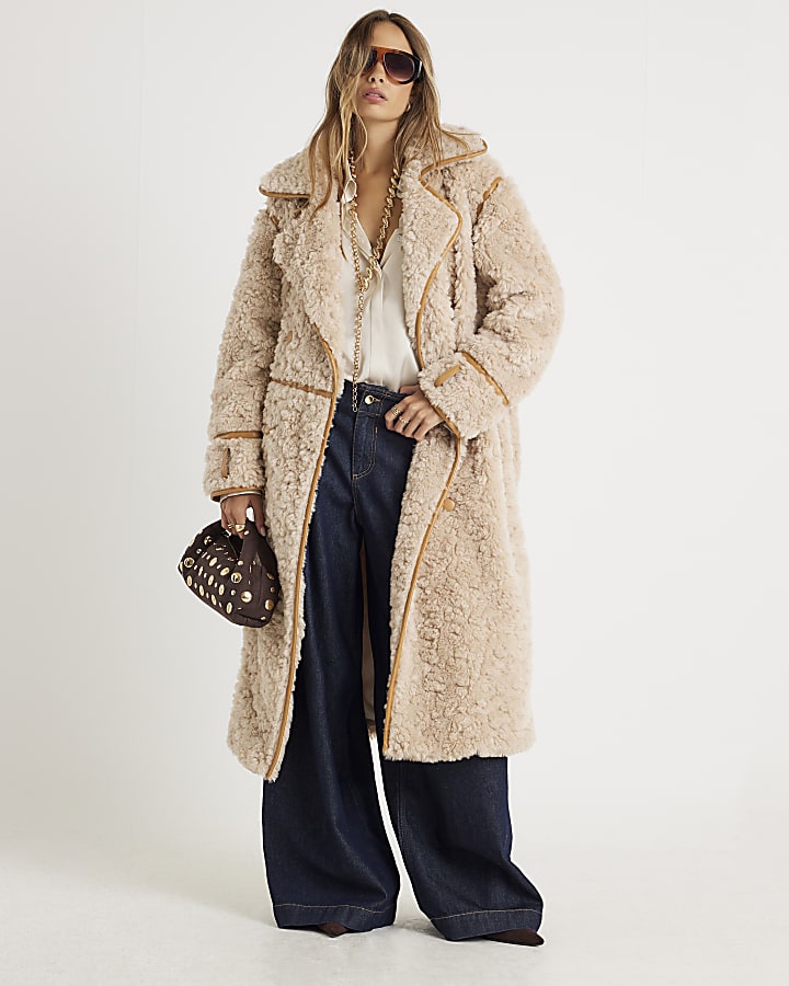 Cream Faux Shearling Coat