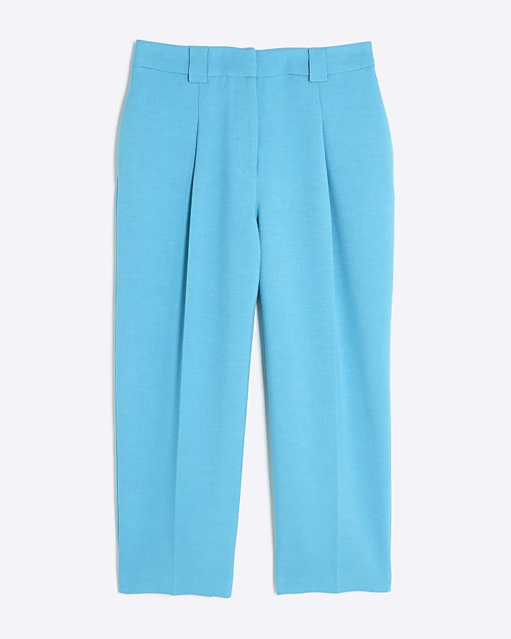 Petite Blue Tapered Straight Leg Trousers