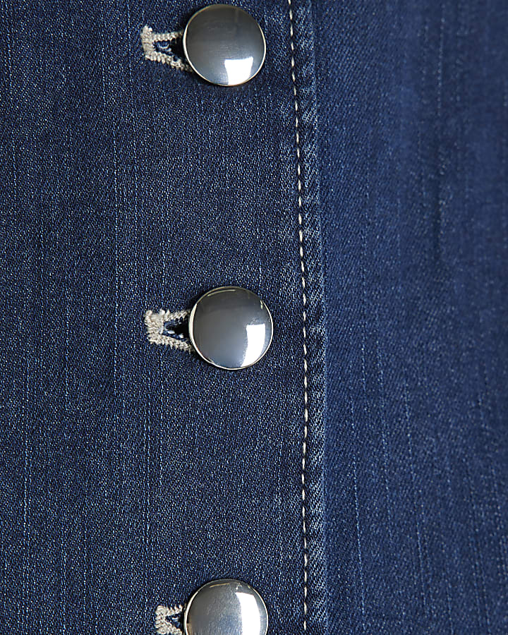 Petite Denim Button Midi Dress
