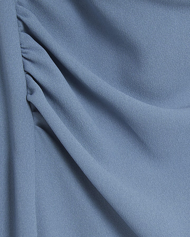 Petite Blue Cowl Neck Midi Dress
