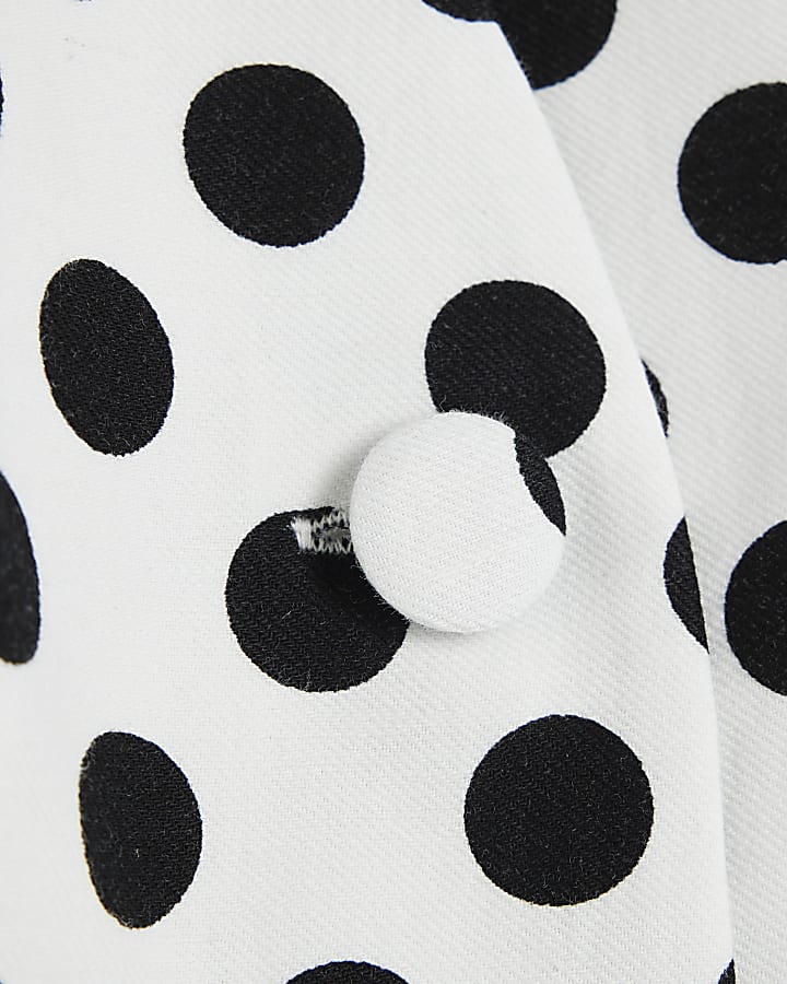 Petite White Polka Dot Linen Blend Waistcoat