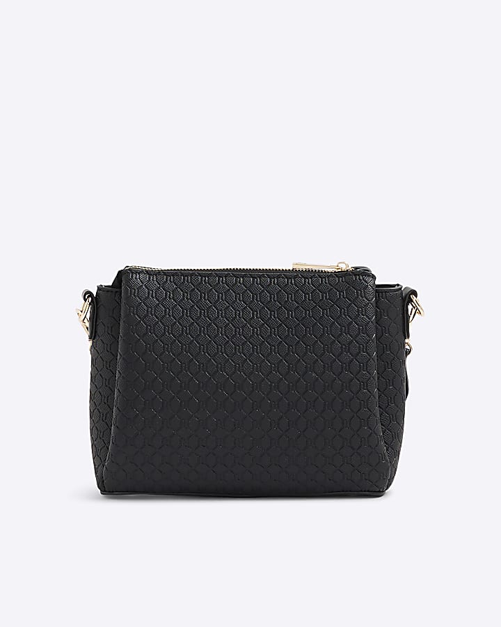 Black Pocket Front RI Monogram Cross Body Bag