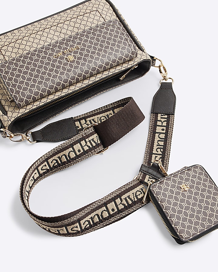 Brown RI Monogram Utility Cross Body Bag