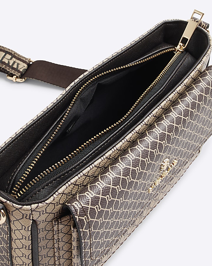 Brown RI Monogram Utility Cross Body Bag