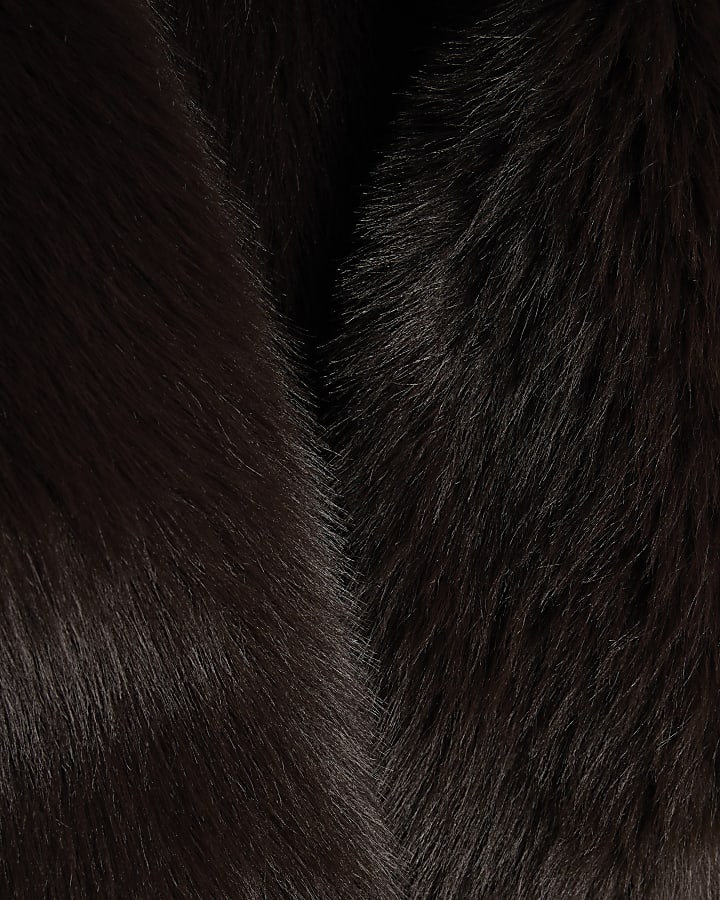 Brown Waterfall Faux Fur Coat