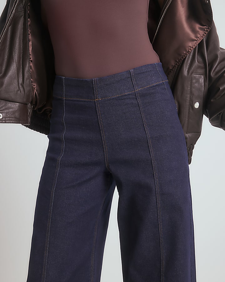 Blue Pull on Palazzo Jeans