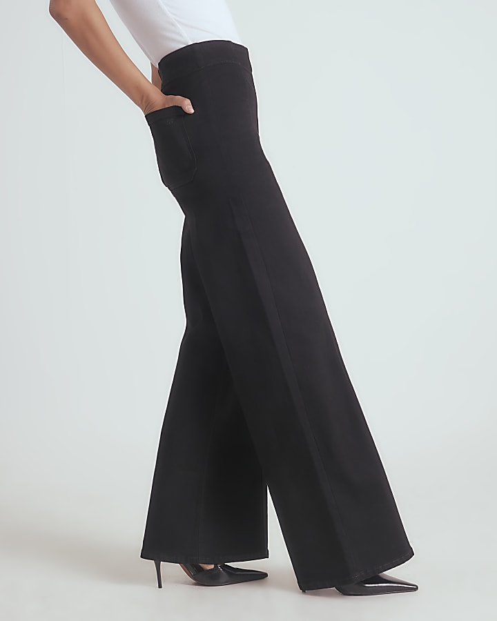 Black Pull on Palazzo Jeans