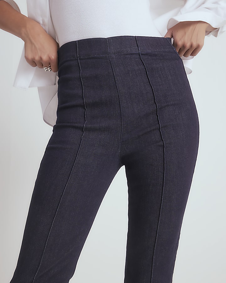 Blue Pull On Bootcut Jeans
