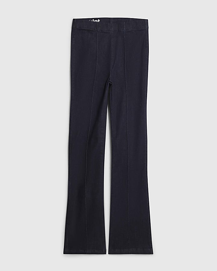 Blue Pull On Bootcut Jeans