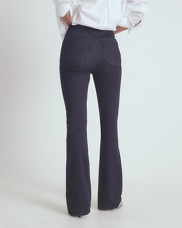 Blue Pull On Bootcut Jeans