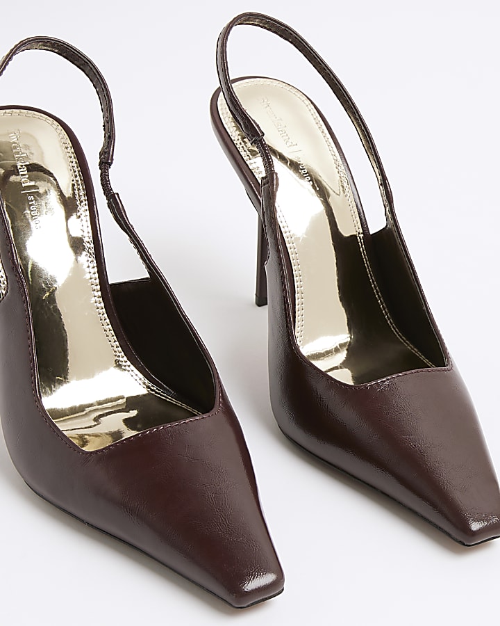 Red Pointed Toe Slingback Court Heels