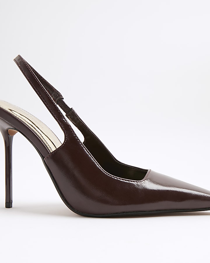 Red Pointed Toe Slingback Court Heels