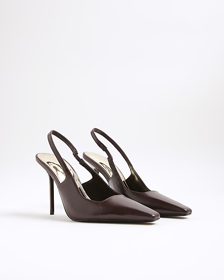 Red Pointed Toe Slingback Court Heels