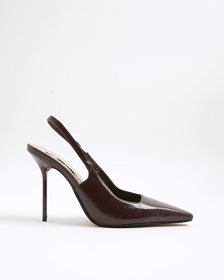 Red Pointed Toe Slingback Court Heels