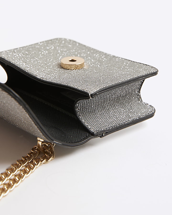 Silver Glitter Mini Satchel Purse