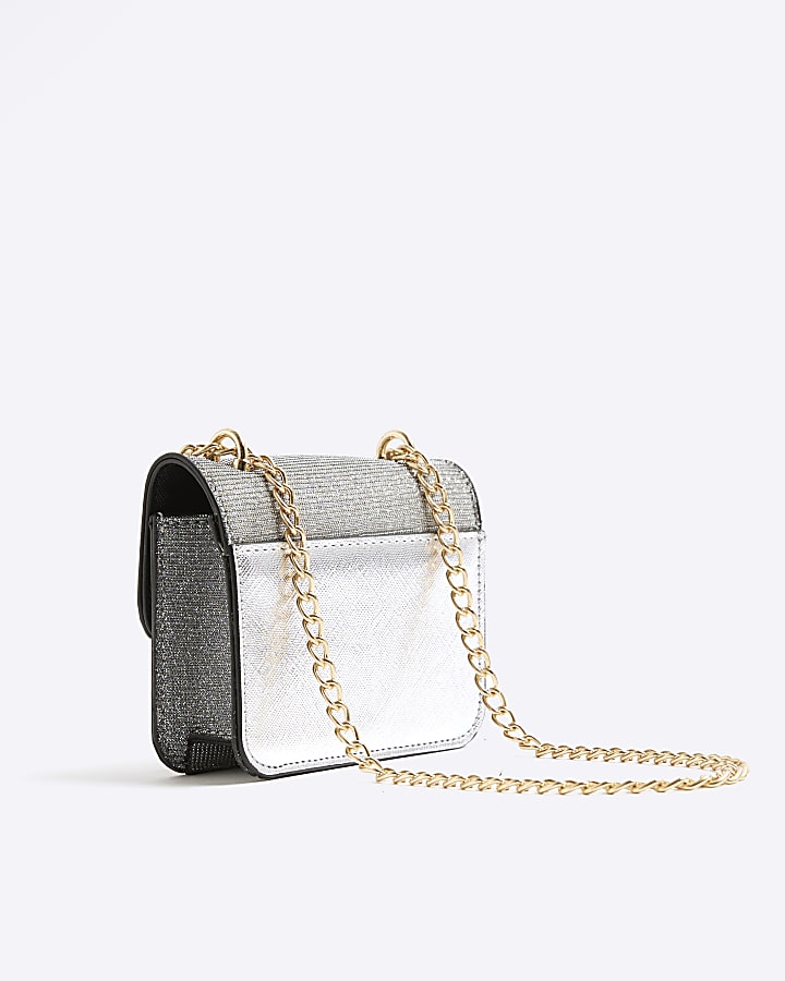 Silver Glitter Mini Satchel Purse