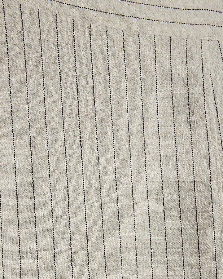 Stone Stripe Linen Blend Wide Leg Trousers