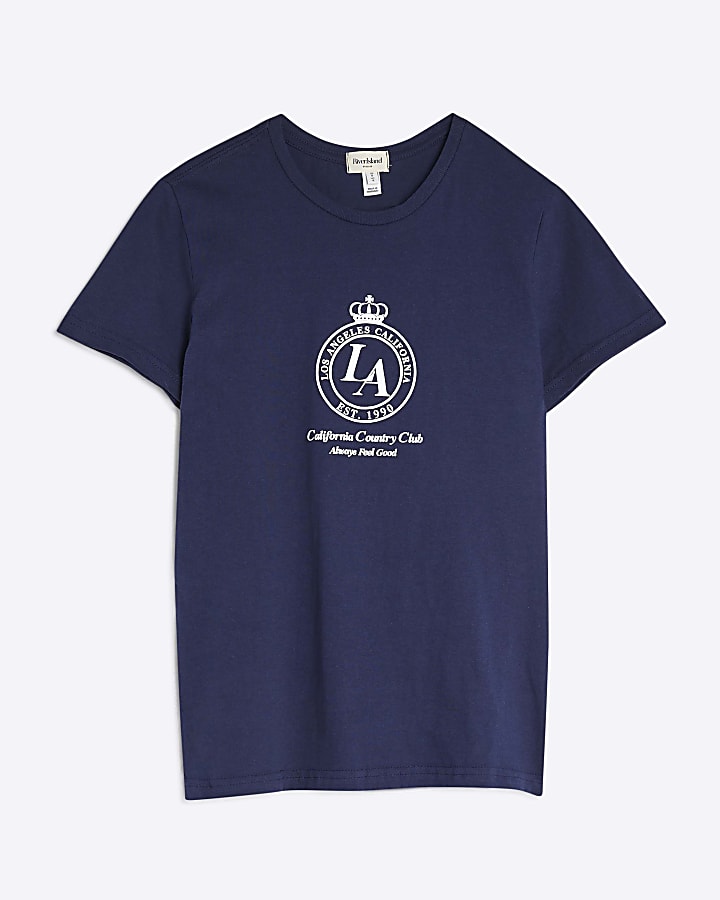 Navy Short Sleeve LA Crest T-Shirt