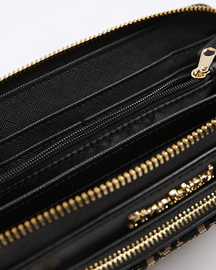 Black Monogram Zip Around Purse