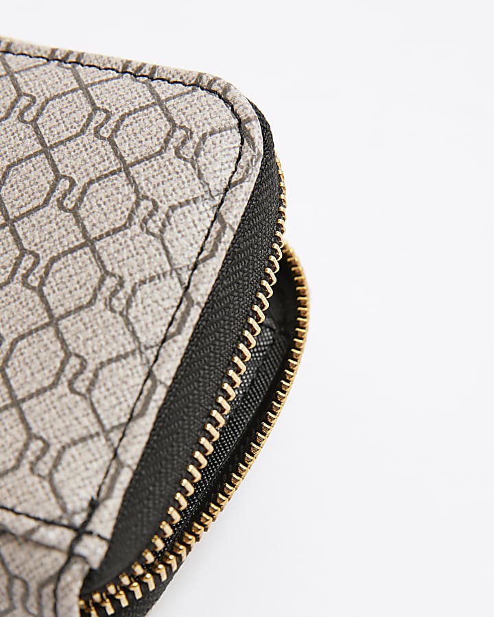 Black Monogram Zip Around Purse