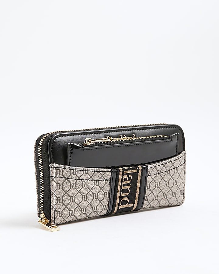 Black Monogram Zip Around Purse