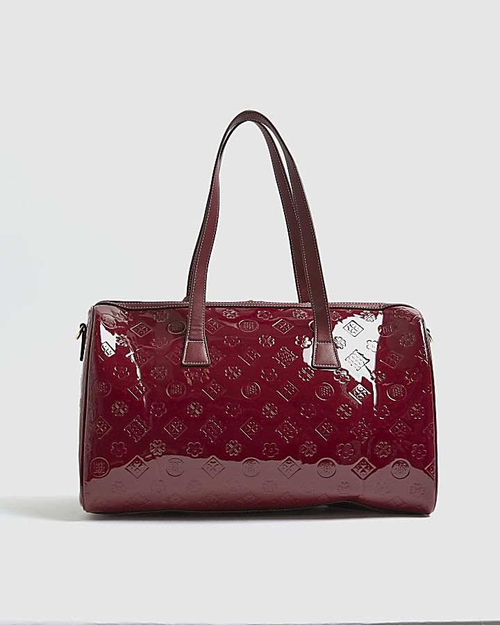 Red Patent Monogram Charm Holdall Bag