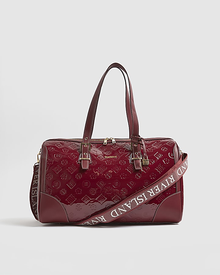 Red Patent Monogram Charm Holdall Bag
