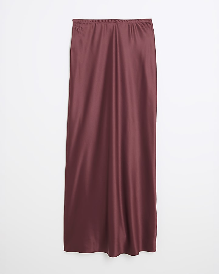 Purple Satin Maxi Skirt