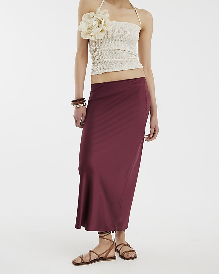 Purple Satin Maxi Skirt