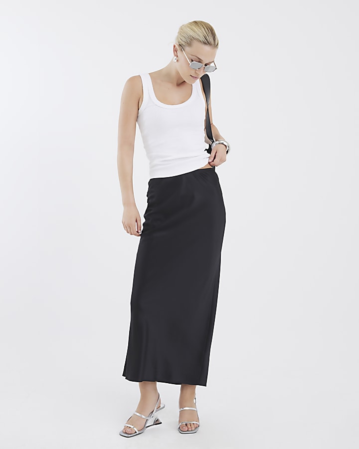 Black Satin Maxi Skirt