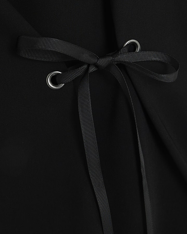 Black Tie Front Vest Top