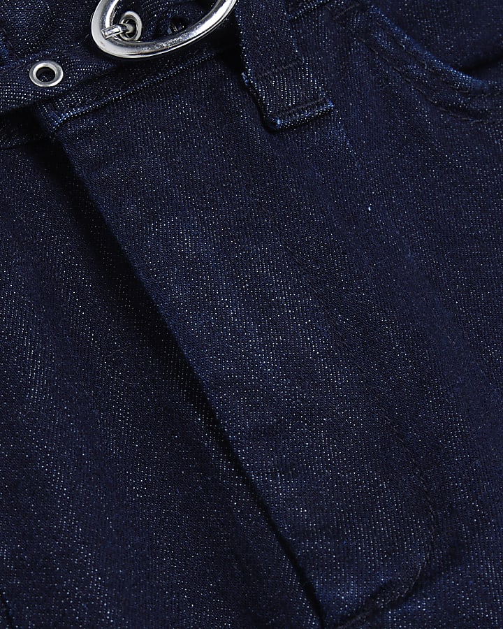 Petite Blue High Rise Relaxed Flare Jeans