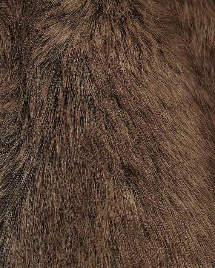 Brown Faux Fur Collared Jacket
