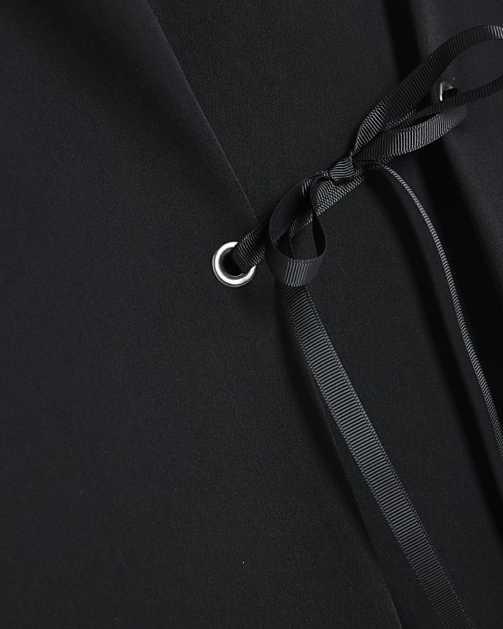 Black Tie Front Midi Dress