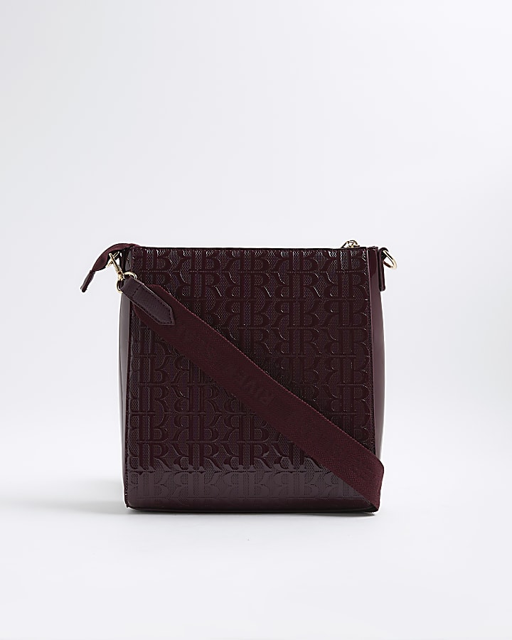 Red Patent Monogram Print Messenger Bag