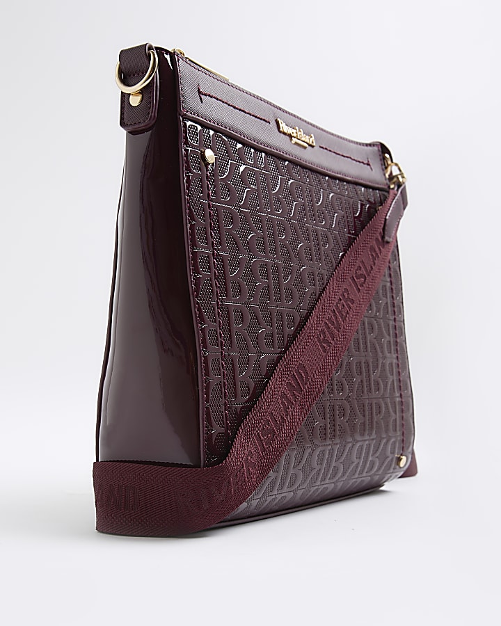 Red Patent Monogram Print Messenger Bag