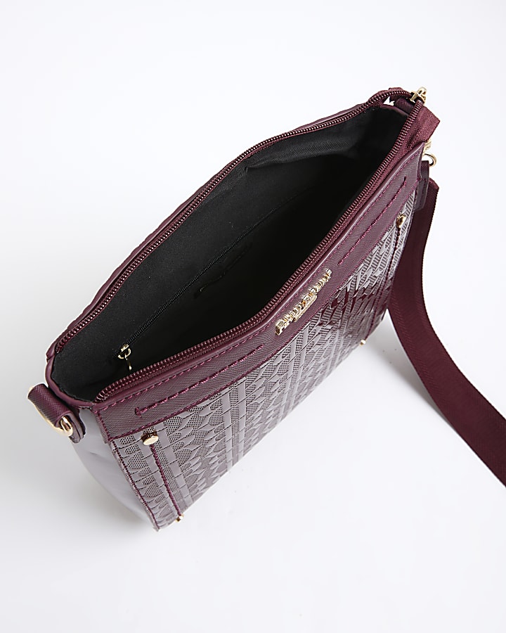 Red Patent Monogram Print Messenger Bag