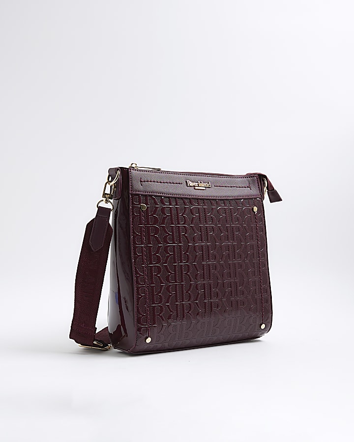 Red Patent Monogram Print Messenger Bag