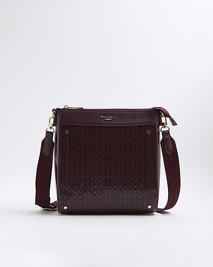 Red Patent Monogram Print Messenger Bag
