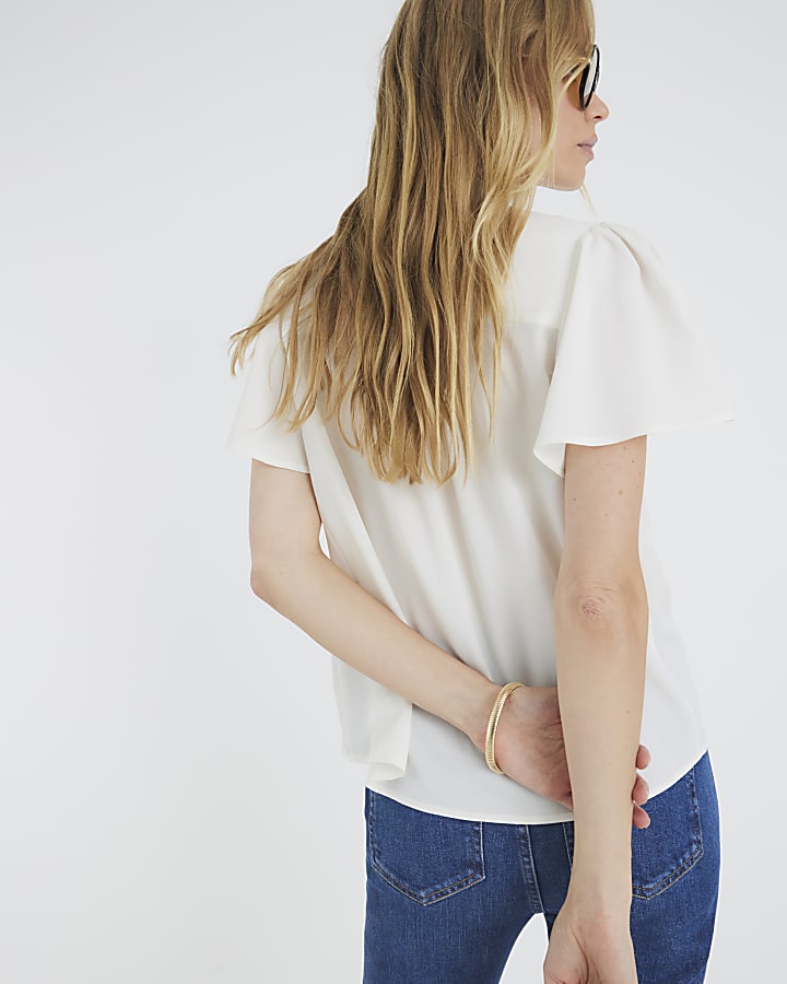 White Angel Sleeve Ruffle Shirt