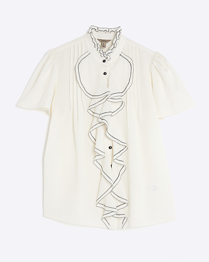 White Angel Sleeve Ruffle Shirt