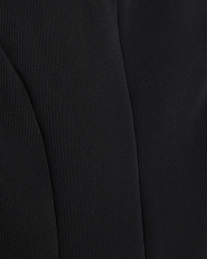 Black Sleeveless Zip Front Ribbed Top