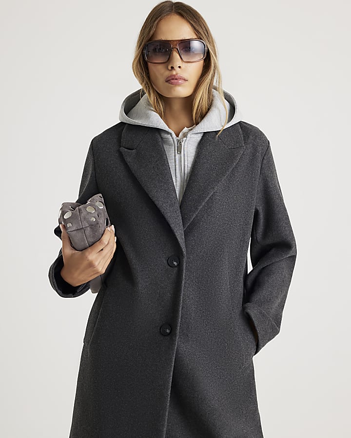 Grey Hooded Hybrid Coat