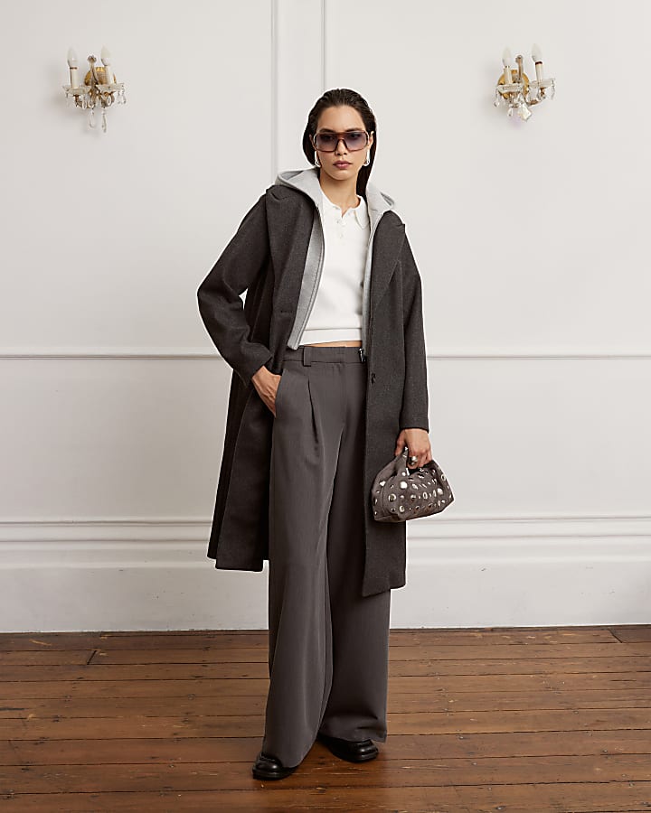 Grey Hooded Hybrid Coat